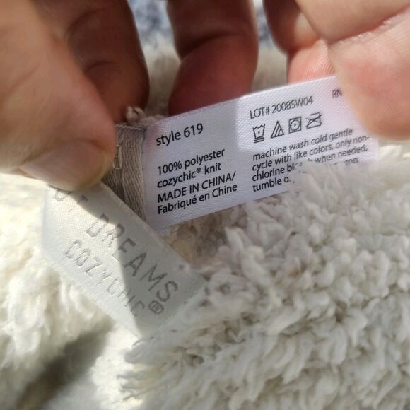 Barefoot Dreams Cozy Chic Throw Blanket  40"x60" Ivory Gray Stripe, Style 619 - Picture 5 of 9